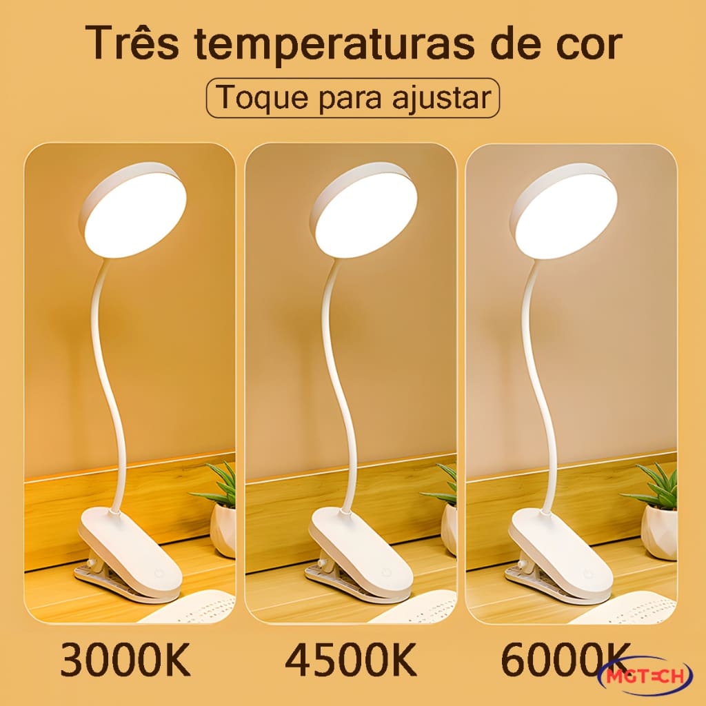 Luminaria Mesa Touch LED 3 Funçoes Aticulada Abajur Escritorio Leitura Sem Fio Dobrável Portátil